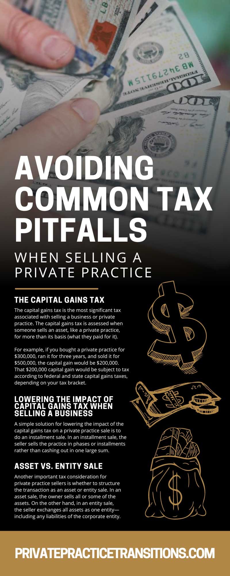 What do private practice sellers need to know about taxes when selling their businesses? We explain the capital gains tax for private practices and more here.